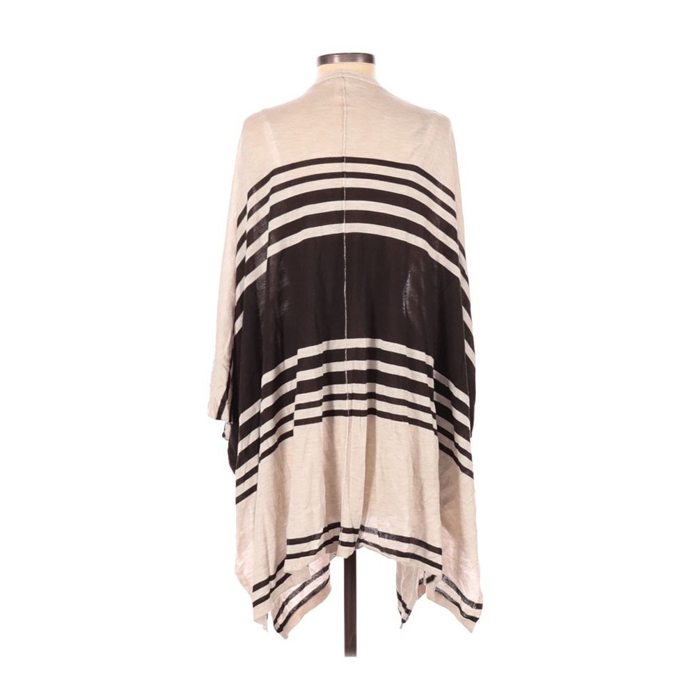 H&M Boho Striped Poncho Cardigan | Open Front Neutral Layer | XS–M Fit - Picture 4 of 11